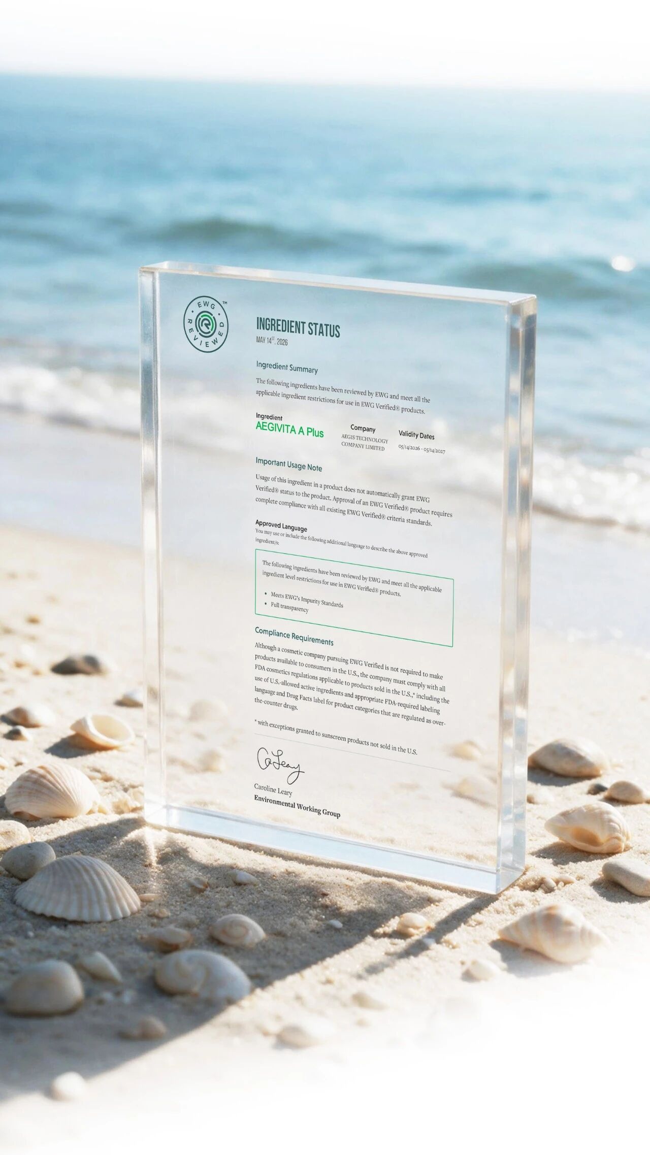 AEGIVITA® A Plus Recognized by EWG: Aegis Advances Product Safety with Higher Standards